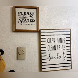 Wall decor wooden bathroom signs